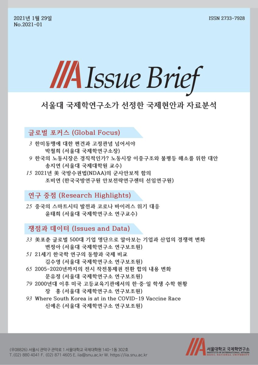 [IIA Issue Brief] 2021년 1호 (No. 2021-01) - 서울대학교 국제학연구소가 선정한 국제현안과 자료분석